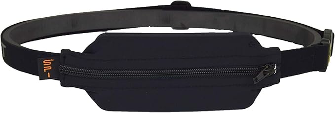 SPIbelt Diabetic Running Belt for Adults, Adjustable Waist, No Bounce, Expandable and Discreet Insulin Pump Pocket, No Logo Band, Black with Black Zipper