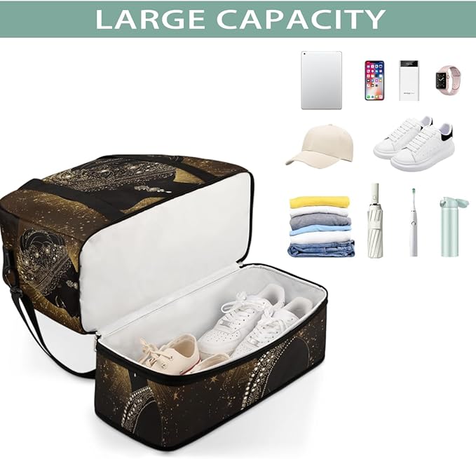 Foldable Travel Duffel Bag for Women - Carry on Personal Item Bag with Shoes Compartment, Weekender Overnight Duffle Bags Sport Tote Gym Luggage for Airplanes Traveling(African Women)