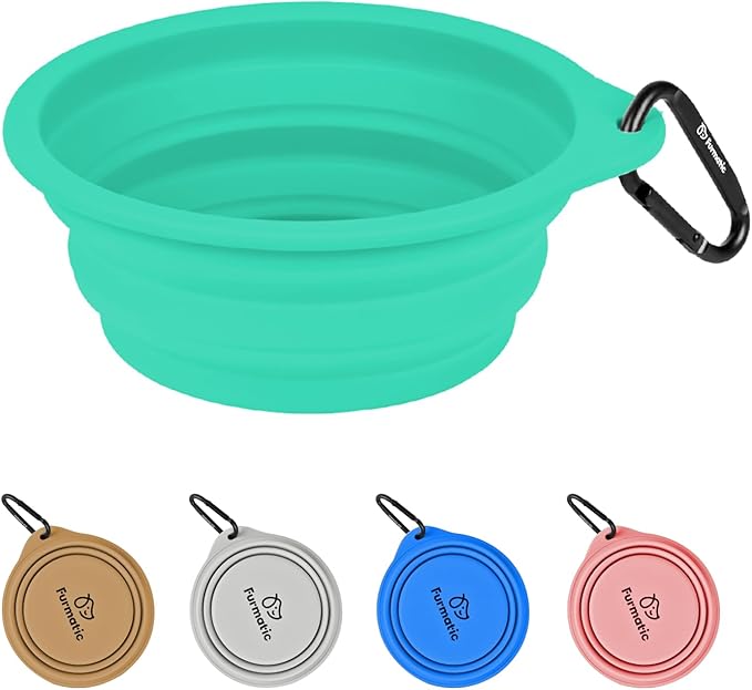 Portable Collapsible Dog Bowl, Food Grade Silicone, Large Capacity, Easy to Wash - Ideal for Outdoor Camping and Hiking, Suitable for Dogs, Cats, and Pets (Green)