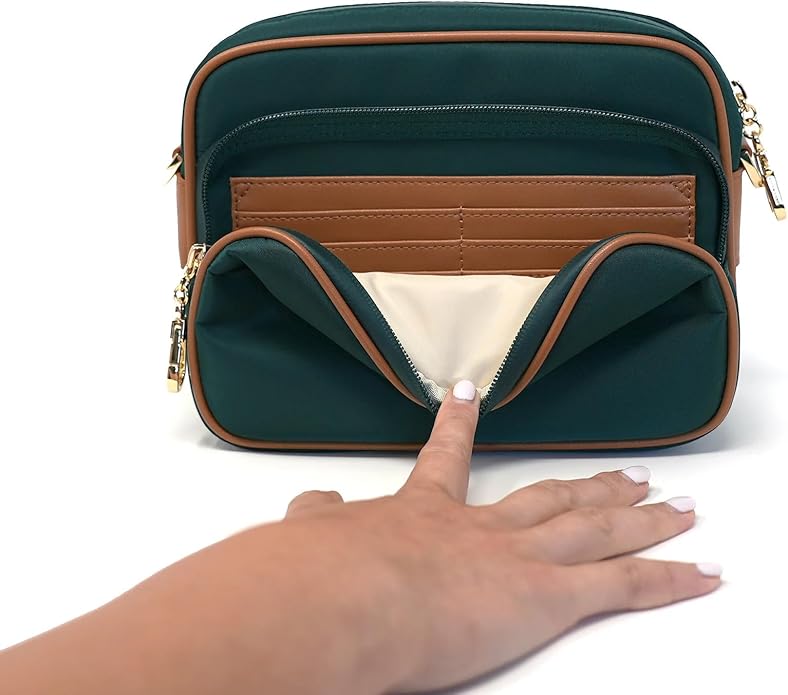 Womens Anti-Theft Water-Proof Travel Crossbody Bag with Slash-Resistant Faux Leather & Locking Clasps Strap