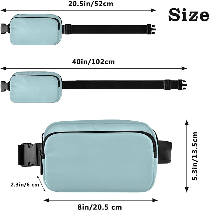 Fanny Pack for Women Men Water Resistant Fashion Waist Packs with Adjustable Strap Belt Bag for Travel Workout Jogging Hiking Powder Blue