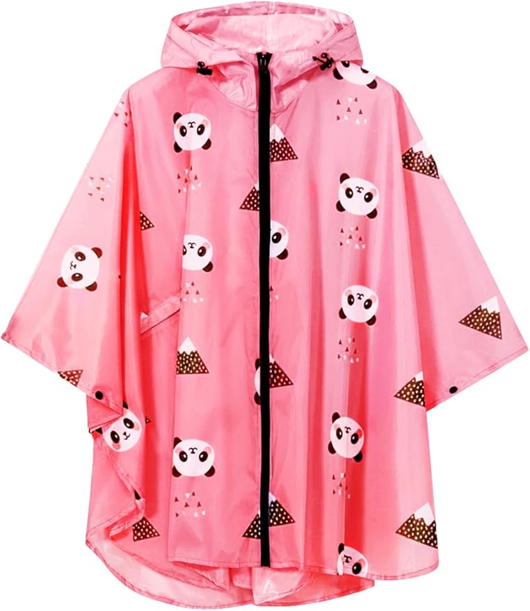 SaphiRose Lightweight Kids Rain Poncho Waterproof Jacket Zipper Up Rain Coat