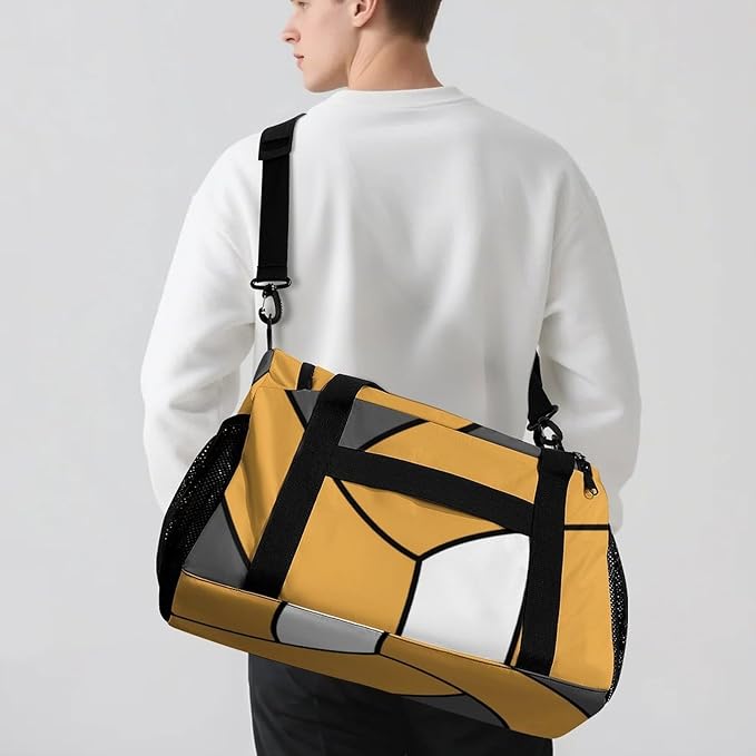 Custom Volleyball Gold Duffel Bag with Name Personalized Travel Bags Sport Gym Bag Carry On Weekender Bags for Men Women