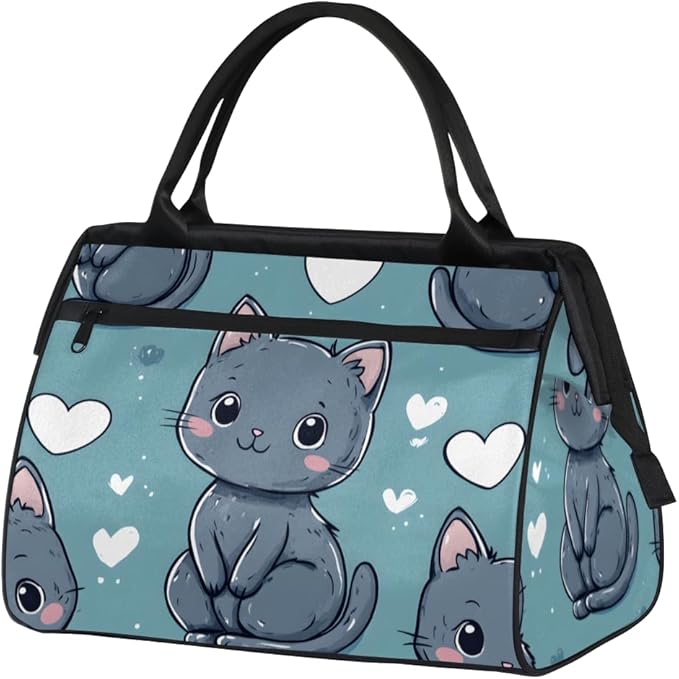 Cute Cat Pattern Overnight Weekender Bag for Women Men Travel Duffel Bags Waterproof Luggage Carry on Sports Yoga Gym Bag