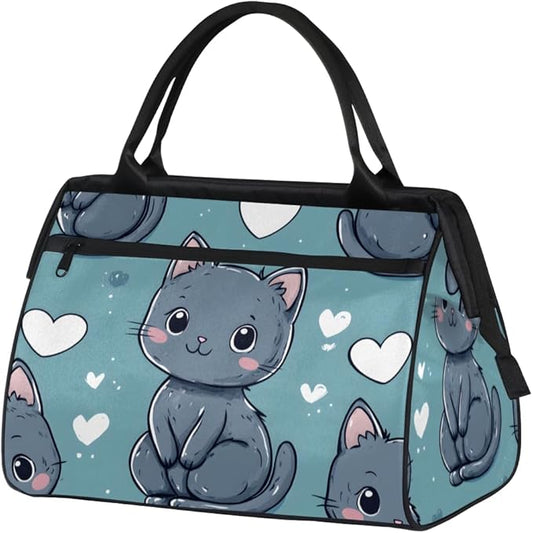 Cute Cat Pattern Overnight Weekender Bag for Women Men Travel Duffel Bags Waterproof Luggage Carry on Sports Yoga Gym Bag