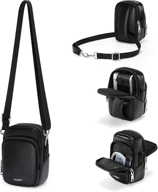 Cwatcun Mini Digital Compact Camera Sling Bag PU Leather，Portable Protective Small Crossbody Camera Case Lightweight Photography Camera waist bag for Canon Nikon Sony Fuji Digital Camera