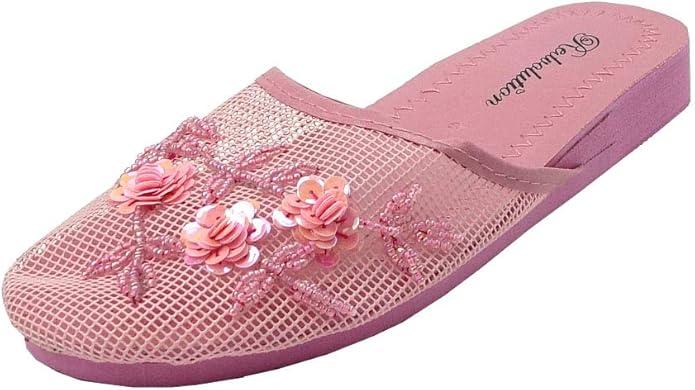 REDVOLUTION Women's Chinese Mesh Slipper Floral Flip Flop Sandals | 1313