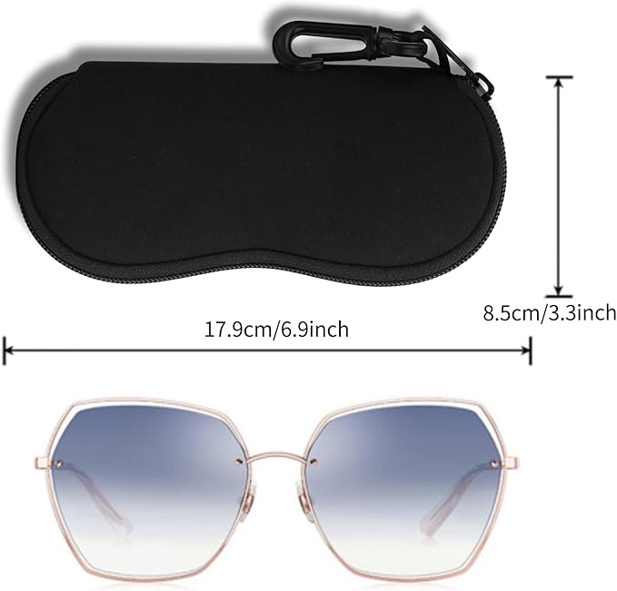 Hion Sunglasses Soft Case Ultra Light Neoprene Zipper Eyeglass Case With Belt Clip
