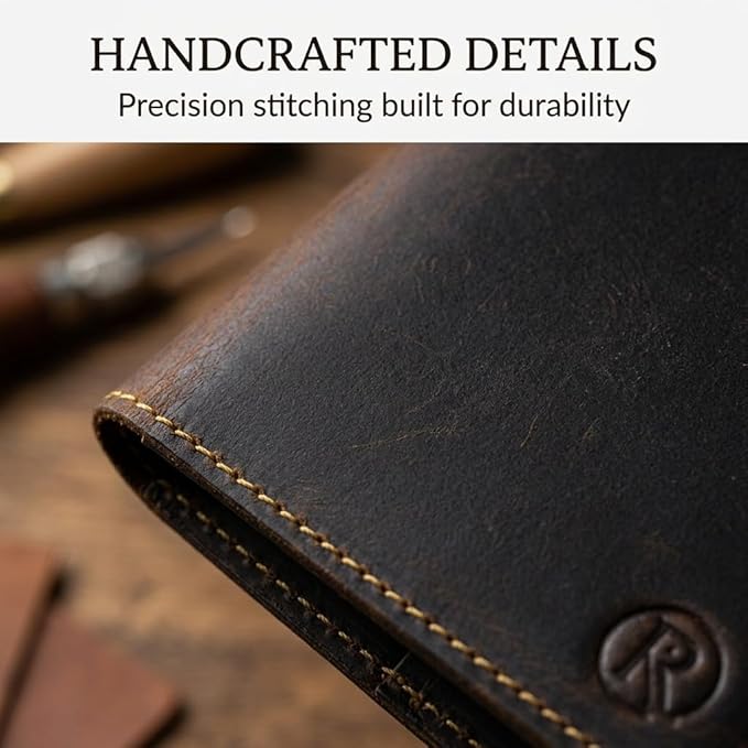 Rustique Leather Passport Holder Collection - Handmade Travel Wallet & Organizer - Full Grain Crazy Horse Leather Covers for Men & Women (Multiple Styles) (Document Organizer - Smoky Bourbon)