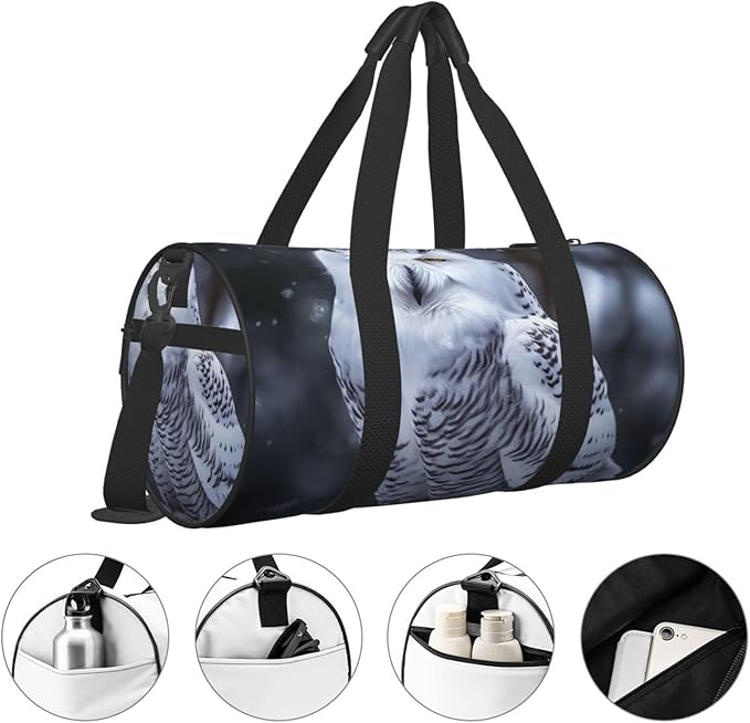 Arctic Owl Sports Gym Bag for Women Men Travel Duffel Bag Tote Weekender Bag Canvas Carry on Overnight Bag for Travel Swimming Fitness Workout Sports Duffle Bag