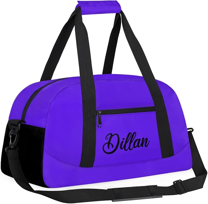 Custom Name Gym Duffel for Kids,Personalized Sports Bag Lightweight Gym Bags for Boys & Girls,Fitness Travel Weekender for Travel, and Workout Violet