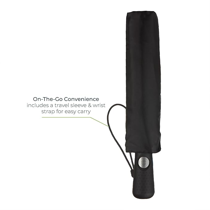 Totes Folding Golf Umbrella Water Repellant, Auto Open/Close, UV Sun Protection, 54-Inch, Navy/White