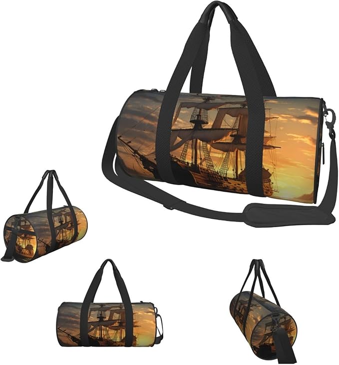 Fantasy pirate ship Travel Duffle Bag for Women, Weekender Carry On Tote Bags Foldable Personal Item Travel Bag with Adjustable Strap, Sport Gym Bag for Men,Carry On Overnight Bag