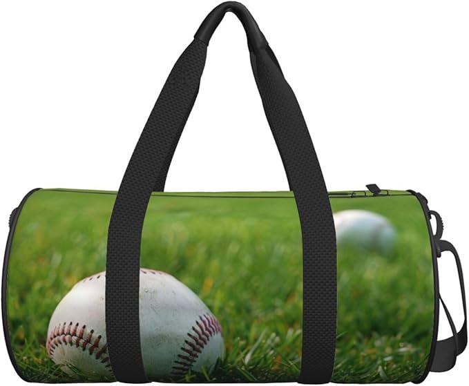 Grass Baseball Softball Printed Sports Gym Bag for Men Women Foldable Duffel Bag Carry On Weekender Bag for Travel Sports
