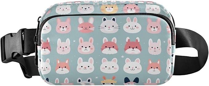 Cute Animal Face Pattern Fanny Pack for Women Men Water Resistant Fashion Waist Packs with Adjustable Strap Belt Bag for Travel Workout Jogging Hiking 21219786
