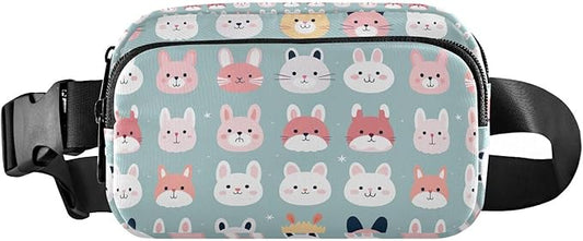 Cute Animal Face Pattern Fanny Pack for Women Men Water Resistant Fashion Waist Packs with Adjustable Strap Belt Bag for Travel Workout Jogging Hiking 21219786
