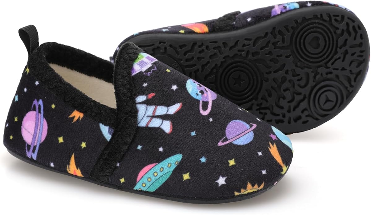 XIHALOOK Toddler Boys Girls House Slippers with Microfleece Lining Cozy Household Shoes Non-slip for Kids