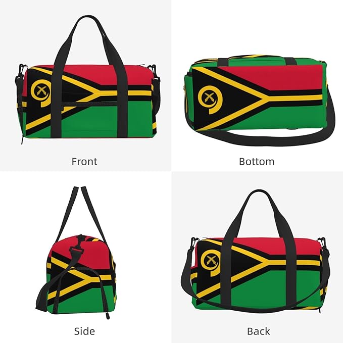 Flag of Vanuatu Print Gym Bag with Shoe Compartment for Women Men, 17.7in Sports Duffle Weekender Tote, Overnight Travel Duffel Bag Carry On