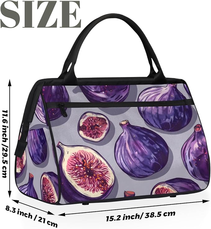 Fig Overnight Weekender Bag for Women Men Travel Duffel Bags Waterproof Luggage Carry on Sports Yoga Gym Bag