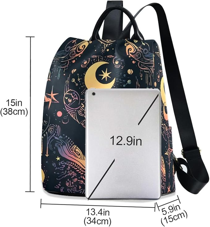 ALAZA Moon Stars Alchemy Witch Backpack Purse for Women Anti Theft Fashion Back Pack Shoulder Bag