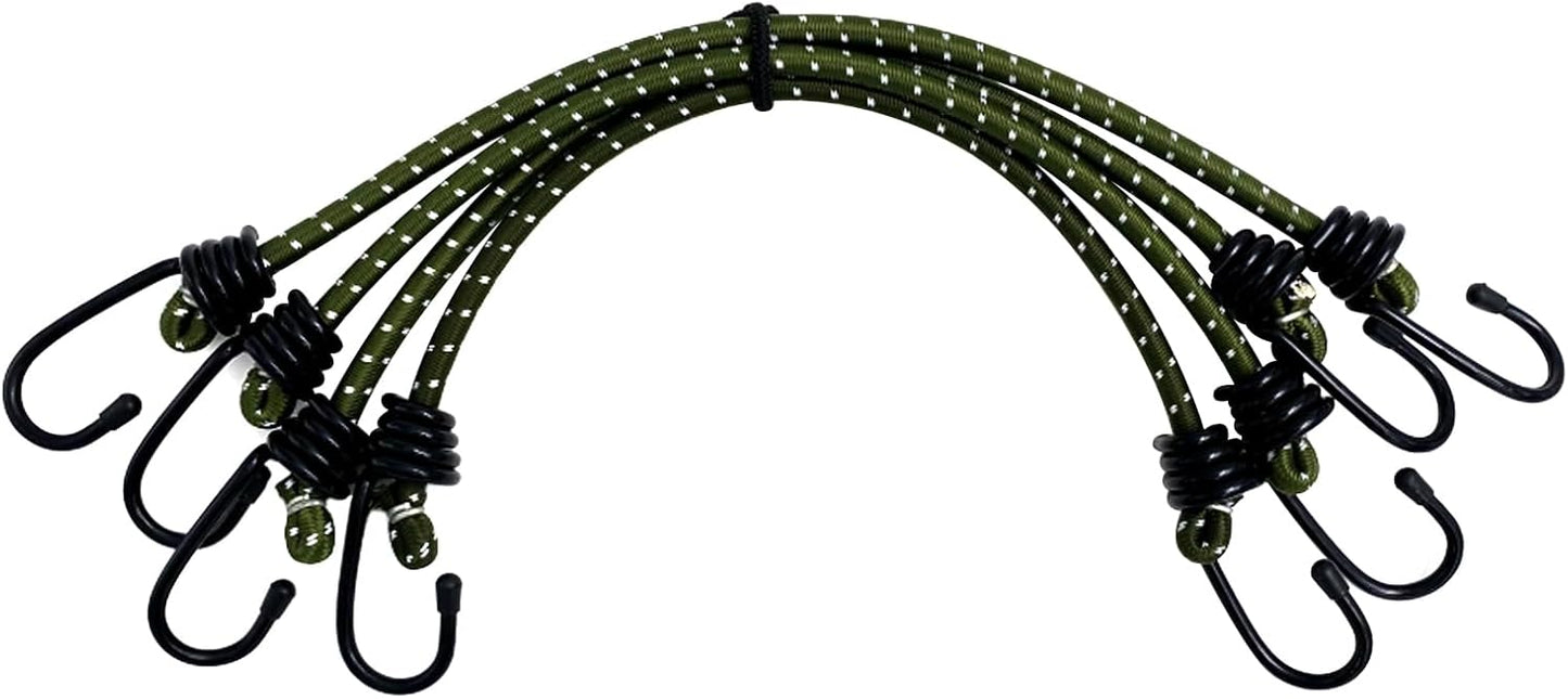Bungee Cord Luggage Cord Resilience 18 Inch 4 Pieces for SecuringTents, Tarps, Luggage ，Truck, ATV Off-Road Motorcycle Bicycle Riding,Multi-Scenario Applicable Green