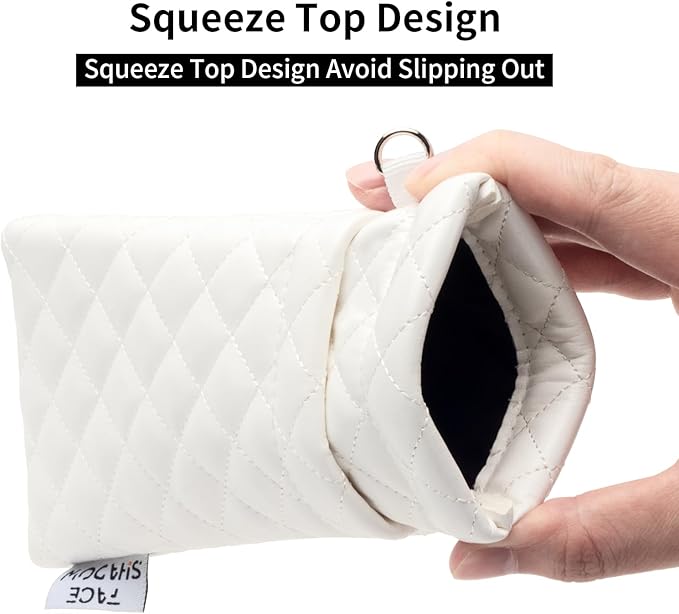 Face Shadow Double Glasses Case Soft Eyeglass Case For Women Men Squeeze Top Sunglasses Case With Cleaning Cloth