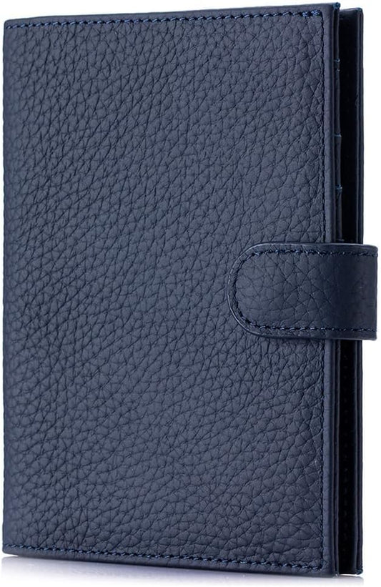 RFID Leather Passport Holder for Travel Women & Men – Slim Passport Wallet for Womens with Card Slots, Zippered Coins Pocket and Cash Holder Mother's Day Gift (Sapphire Blue)