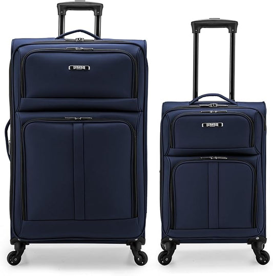U.S. Traveler Anzio Softside Expandable Luggage with Spinner Wheels, Navy, 2-Piece Set (22/30)