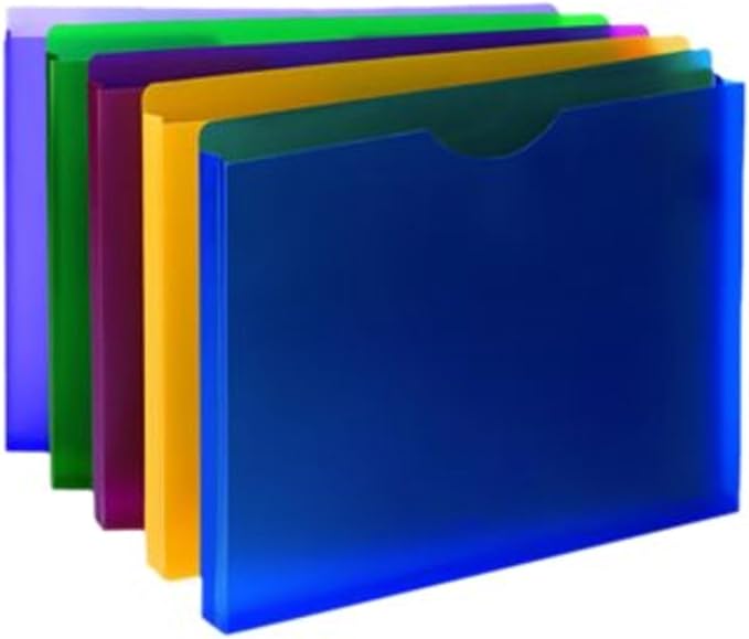 Smead Poly Expanding File Jacket, Straight-Cut Tab, 1” Expansion, Letter Size, Assorted Colors, 10 per Pack (89610)