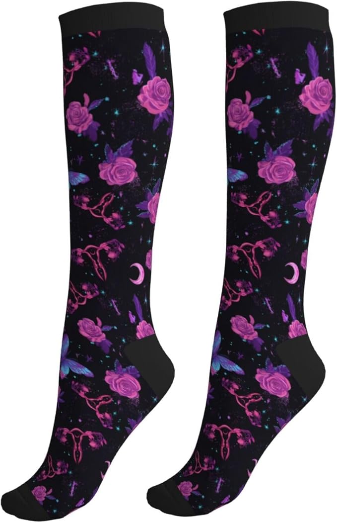 Compression Socks Knee High Circulation Support Socks For Women Men Athletic Running Work Hiking Cycling Travel