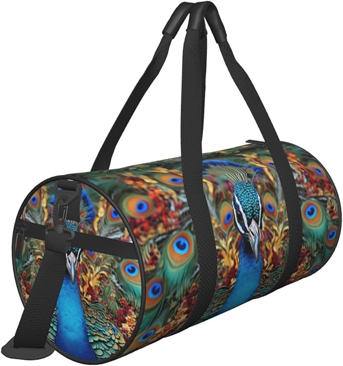Travel Duffel Bag Lightweight Carry On Weekender Overnight Bags Elegant Peacock Sports Tote Gym Backpack with Adjustable Strap Hospital Bags Foldable Luggage Bag for Women Men