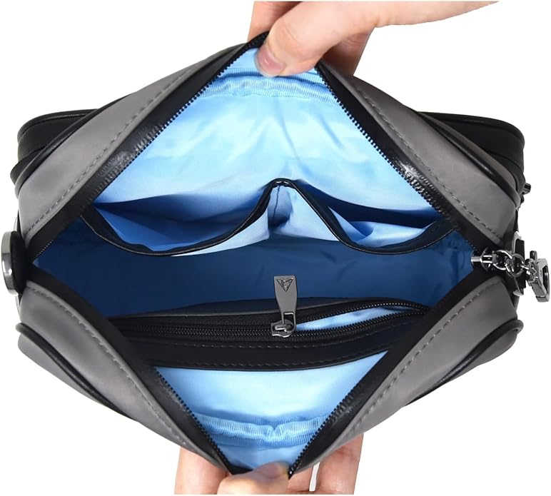 Womens Anti-Theft Water-Proof Travel Crossbody Bag with Slash-Resistant Faux Leather & Locking Clasps Strap