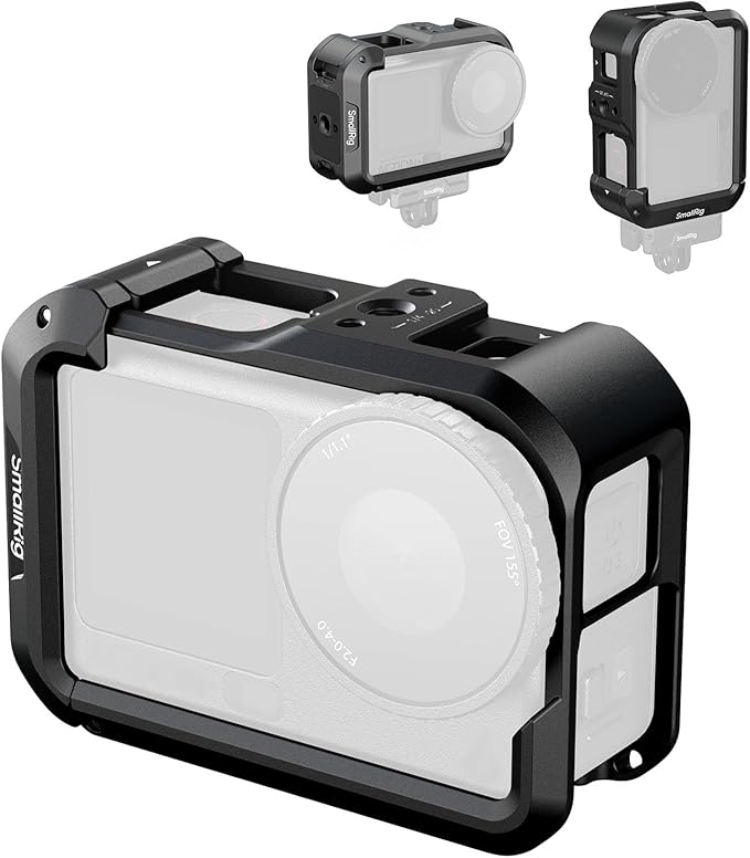SMALLRIG Action 6 Cage for DJI Osmo Action 6 with Expansion Interfaces, Cold Shoe, 1/4"-20 Threaded Hole, Quick Release, Aluminum Action Camera Cage for DJI Action 6, Protective Frame Cage - 5888