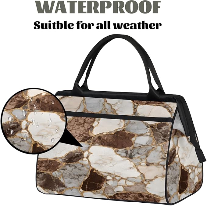 Marble Overnight Weekender Bag for Women Men Travel Duffel Bags Waterproof Luggage Carry on Sports Yoga Gym Bag