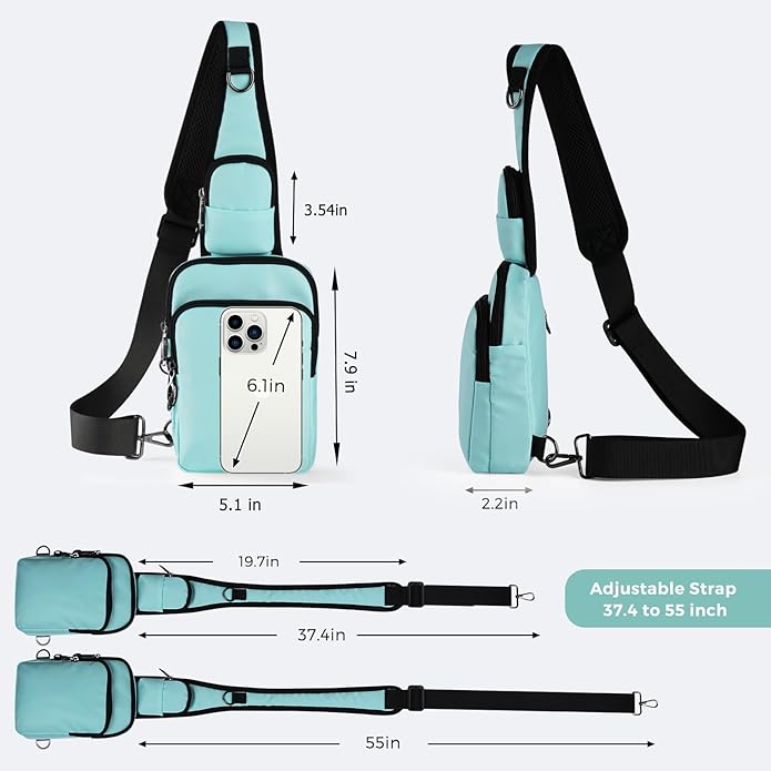 Sling Bag, Crossbody Bag with Zipper Lock, RFID & Water Resistant for Women and Men Small Chest Bag for Travel Casual
