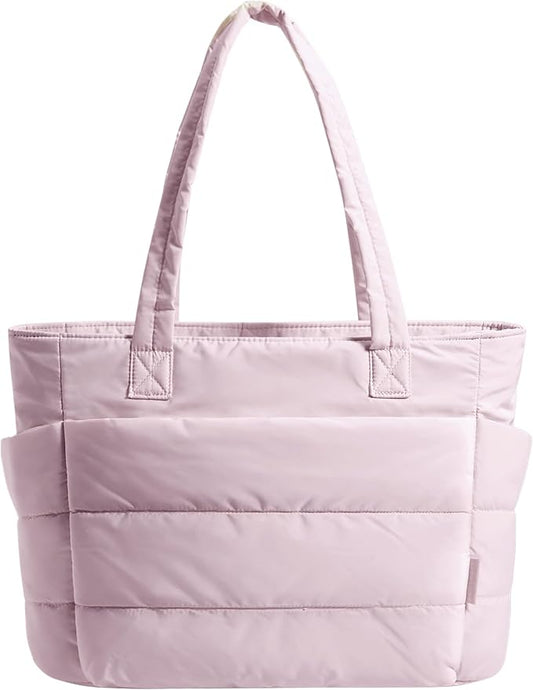 BAGSMART Tote Bag for Women, Lightweight Puffy Tote Bag with Compartments Shoulder Bag Handbag for Travel, Work, Gym | Lightweight, Puffy, Quilted, for Travel, Work