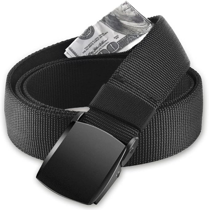 AGPTEK Travel Money Belt, Hidden Money Pouch, Anti-Theft Security Waist Wallet, Secret Compartment Money Hideaway for Business Trip Jogging Outdoor Working, Gift for Fathers Dad Men Boyfriend, Black