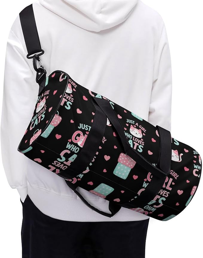 Weekender Carry on Beach Yoga Overnight Luggage Bag Gym Sports Travel Workout Bag Overnight Bags (Just A Girl Who Loves Cute Cats)