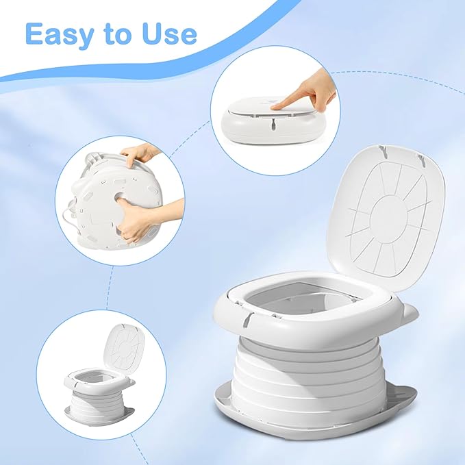 Travel Potty for Toddlers, Portable Potty Chair with 1 Roll Premium Waste Bags - Kids Toilet for Car, Camping, Indoor Outdoor - Easy Clean Training Seat (White Gray) by Yszawmx