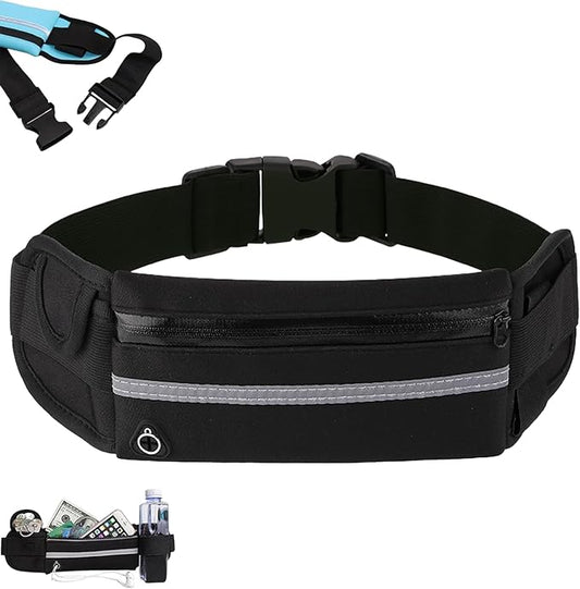 Anti-Theft Invisible Waist Bag, Anti-Theft Money Belt Multifunctional Outdoor Sports Waist Bag with Water Bottle Strap (Black)