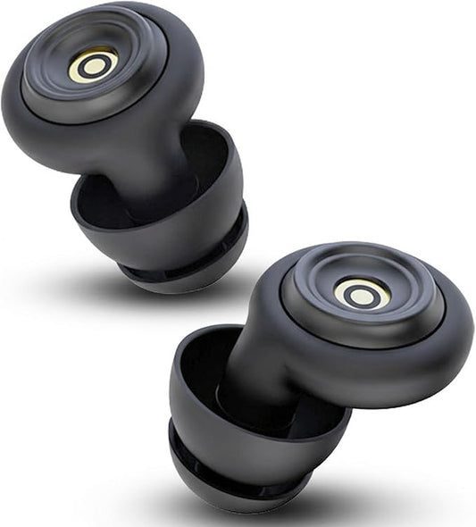 50dB Noise-Reducing Earplugs for Sleep, Focus, Travel, Work and Concerts, Washable and Reusable Silicone Ear Plugs for Hearing Protection, 5 Pairs of Ear Tips & Carrying Case(Black)