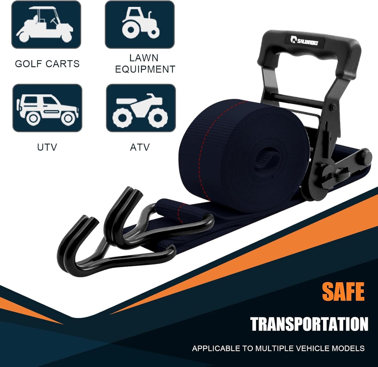 6 Pack 2 inch Ratchet Straps Heavy Duty J Hook 2 in x 15ft with Strong Ratcheting, Cargo Load Tie Down Strap 2200lbs Working Load for Trucks Black