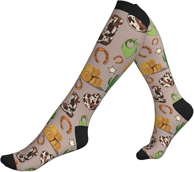 Compression Socks Knee High Circulation Support Socks For Women Men Athletic Running Work Hiking Cycling Travel