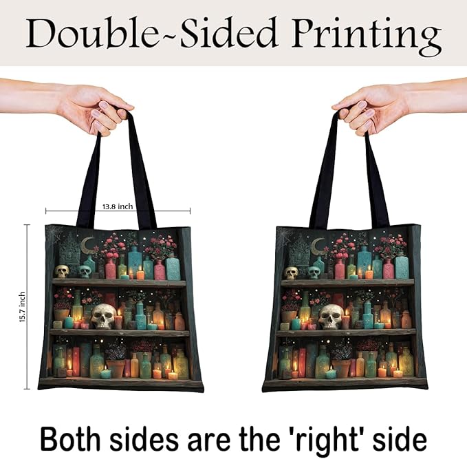 Canvas Tote Bag for Women, Vintage Print Handbag, Aesthetic Shopping Bag for Work Travel Beach, Everyday Shoulder Tote