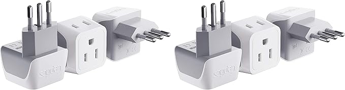 Ceptics Italy Travel Plug Adapter, Chile Plug Adapter with Dual USA Input, Compact Type L Plug Adapter, Safe Grounded Plug, Perfect for Cell Phones, Laptops, Chargers, 6 Pack - CT-12A
