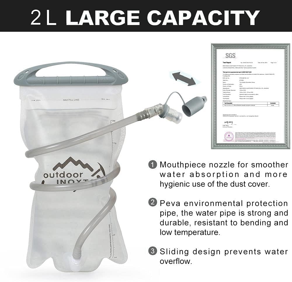 INOXTO Small Hiking Backpack with 2L Water Bladder and Waterproof Rain Cover, 25L Hydration Daypack for Travel, Cycling, Camping, Outdoor