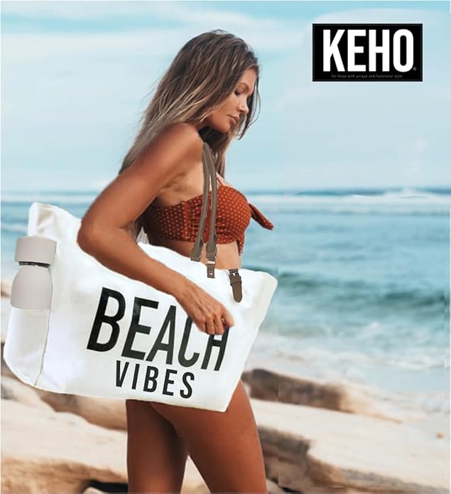 Keho Waterproof Beach Bag with Pockets For Women (Sandproof)