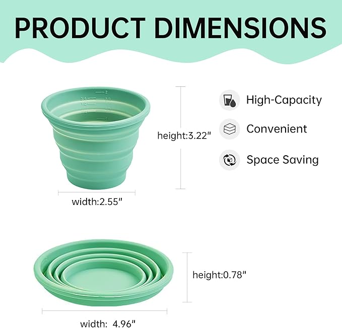 Silicone Collapsible Cups for Traveling, Reusable Folding Travel Cup, Small Portable Backpacking Camping Cup for Outdoor, 300ml, 1Pack