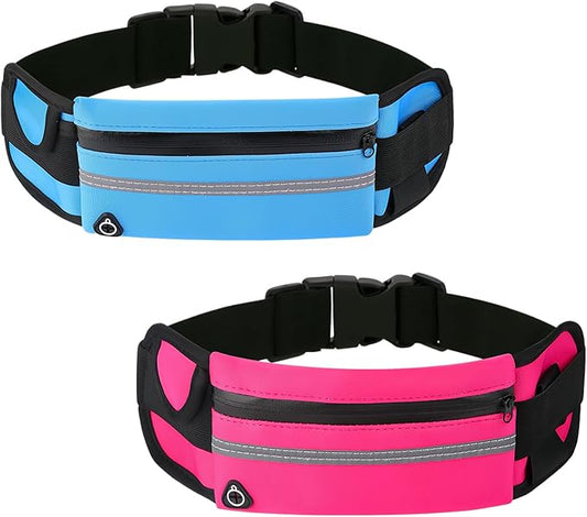 Anti-Theft Invisible Waist Bag, Anti-Theft Money Belt Multifunctional Outdoor Sports Waist Bag for Sports, Travel & Daily Use (Blue+Rose Red)