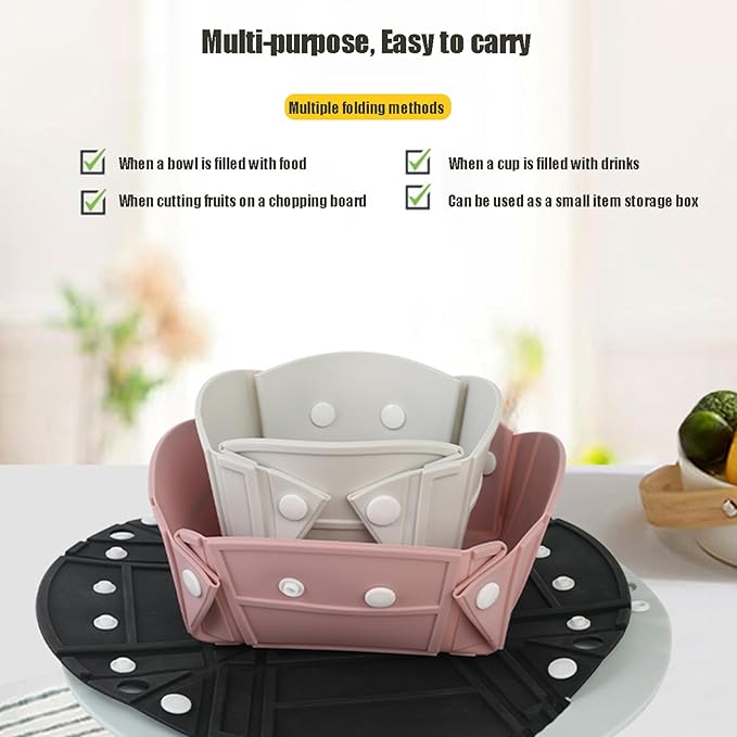 Collapsible Bowls, Silicone Flat Stacks Collapsible Food Storage Containers for Holding Water, Food, Versatile Portable Camping Essential Tool for Camping, RVs, Pink (Cup, Bowl, Dish)